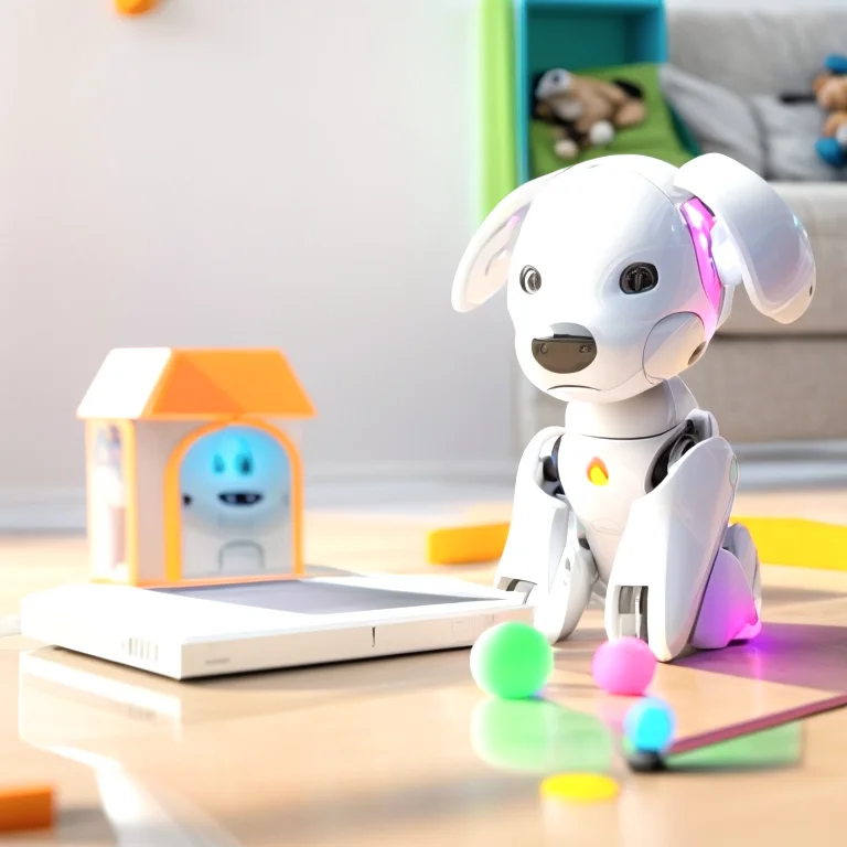 Kind spielt mit KI-Roboter